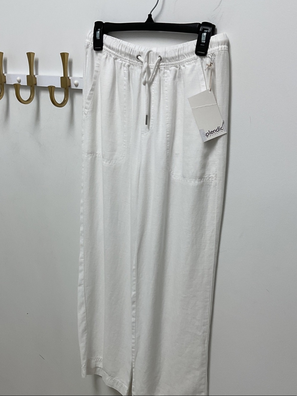 Splendid Angie White Drawstring linen pants